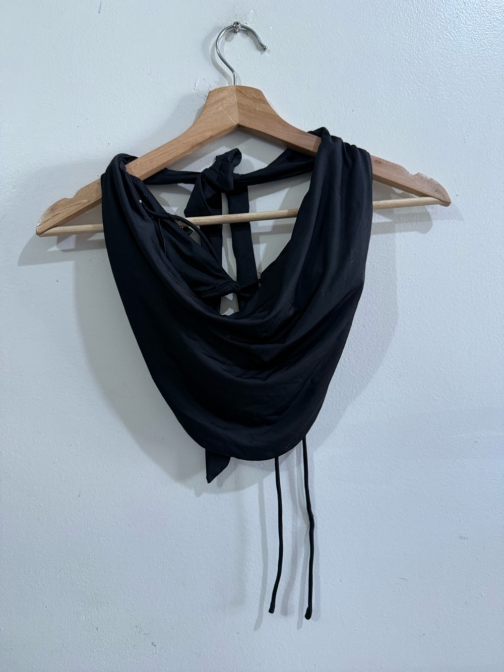 superdown Black Convertible Draped Scarf Top with Tie Back